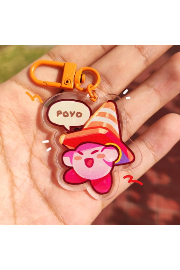 Pink Puffball Character Cone, keychain video games