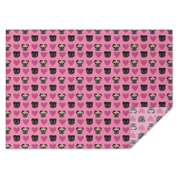 Pink Pug Puppies Rectangle Tablecloth 60"x84",Waterproof Polyester Rectangle Table Cloth, Wipeable Spillproof Polyester Tablecloth for Dining, Camping, Indoor and Outdoor