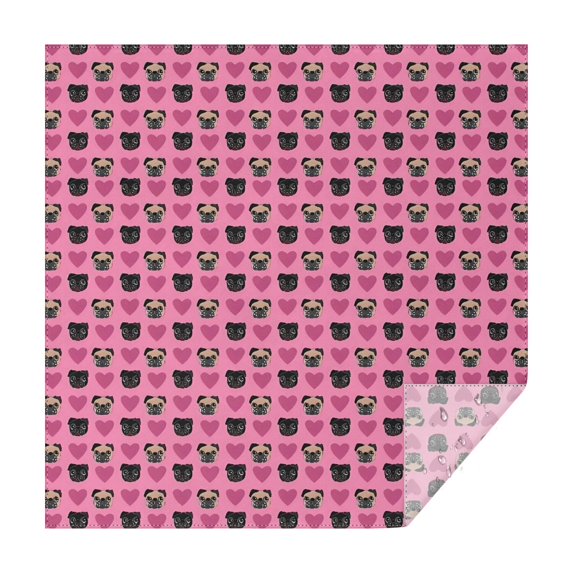 Pink Pug Puppies Square Tablecloth,Waterproof Square Table Cover,Wipeable Spillproof Washable Table Cover for Home Kitchen Party Decor 52"x52"(132x132cm)
