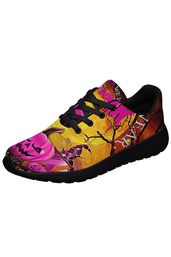 Pink Pumpkin BreaStCancer Awareness Halloween Shoes Sneakers Black Size 3.5