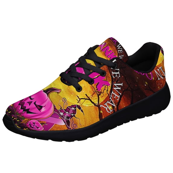 Pink Pumpkin BreaStCancer Awareness Halloween Shoes Sneakers for Women Men Black Size 10.5
