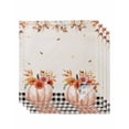 thumbnail image 1 of Pink Pumpkin Cloth Napkins Set of 4 Reusable Dinner Napkins, Thanksgiving Fall Flower Maple Leaf Plaid Cocktail Napkin Washable Table Napkins for Wedding/Holiday Party/Baby Shower 20"x20", 1 of 7