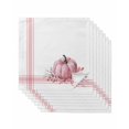 thumbnail image 1 of Pink Pumpkin Cloth Napkins Set of 8 Reusable Dinner Napkins, Thanksgiving Fallen Leaves Autumn Stripe Cocktail Napkin Washable Table Napkins for Wedding/Holiday Party/Baby Shower 20"x20", 1 of 7