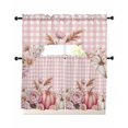 thumbnail image 1 of Pink Pumpkin Fall Swag Kitchen Curtains Sets for Windows 24 Inch Length, Plaid Thanksgiving Botanical Floral Checkered Short Window Curtain Swags Valances and Tiers 3 Piece Set for Cafe/Dining Room, 1 of 5