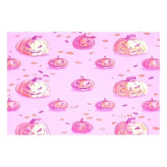 Pink Pumpkin Head 12x18in Heat-Resistant Non-Slip Place Mat, Durable and Wrinkle-Resistant