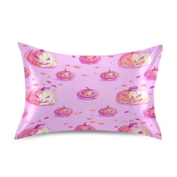 Pink Pumpkin Head King Size Pillowcase Ultra Soft Silky Fabric Wrinkle Fade Resistant 20x40in