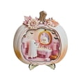thumbnail image 1 of Pink Pumpkin Shaped 2D Wooden Ornament with LED Light, Mini Ghost Room Scene Woodcraft, Cute Pastel Halloween Desktop Decor for Tiered Tray, Shelf, Fall Home Party Decoration, 1 of 5