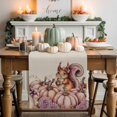 thumbnail image 1 of Pink Pumpkin Squirrel Table Runner, Autumn Thanksgiving Kitchen Dining Table Decoration for Home Party Decor 13x108 Inches, 1 of 9