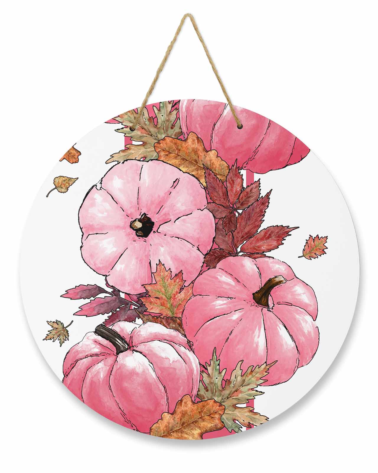 Pink Pumpkin Thanksgiving Wreaths for Front Door, Rustic Wood