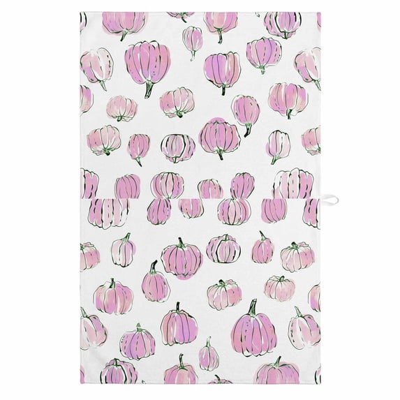 Pink Pumpkins Fall 1 Pack Kitchen Towel, Water Absorbent Dish Towel, Watercolor Thanksgiving Decorative Hand Towels - Quick Drying Cloth for Cooking Baking, 18x28 Inch