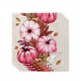 thumbnail image 1 of Pink Pumpkins Fall Cloth Napkins Set of 4 Reusable Dinner Napkins, Thanksgiving Botanical Leaves Beige Cocktail Napkin Washable Table Napkins for Wedding/Holiday Party/Baby Shower 20"x20", 1 of 7