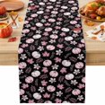 thumbnail image 1 of Pink Pumpkins Fall Cotton Linen Rectangle Table Runners 13"x48", Autumn Thanksgiving Botanical Black Coffee Table Runner Dresser Scarves Luxury Table Runners for Wedding Party Banquet Dinner Decor, 1 of 8