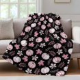 thumbnail image 1 of Pink Pumpkins Fall Fleece Throw Blanket for Couch, Autumn Thanksgiving Botanical Black Microfiber Flannel Blanket for All Season, Lightweight Soft Throw Blankets for Women, Girls, Adults, 50"x80", 1 of 9