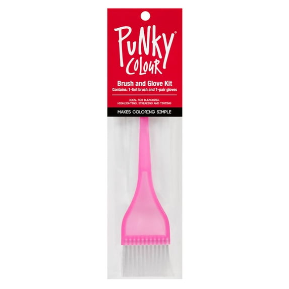 Pink , Punky Colour Brush and Glove Kit , Hair Scalp Skin Body - Pack of 1 w/ SLEEK Teasing Comb
