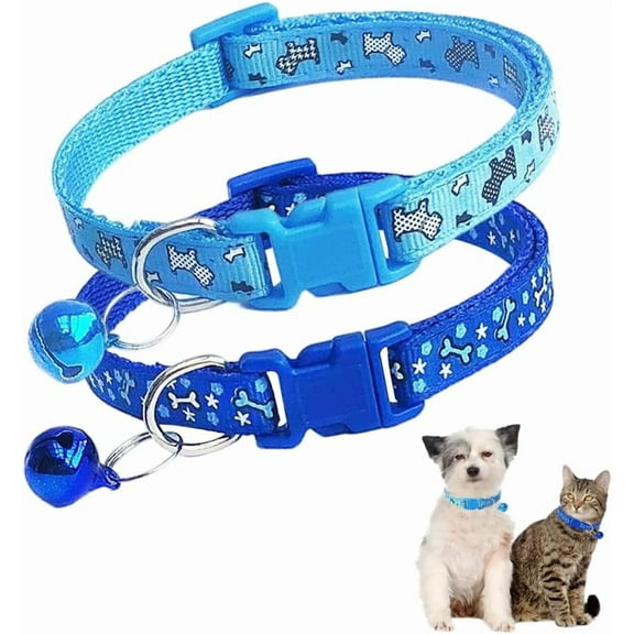 Pink Puppy Collar with Bell 2-Pack Small Dog Collar with Bells for Girls Kitten Cat Collars Adjustable Buckle for Tiny Little XXS XS XSmall Small Breed Pets Dogs Female, X-Small