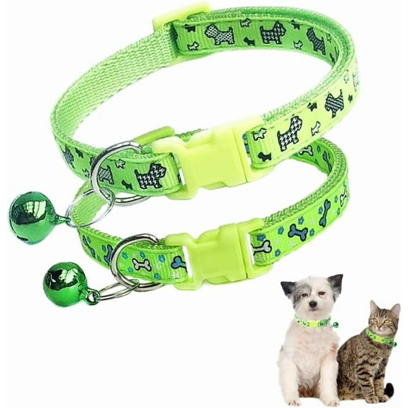 Pink Puppy Collar with Bell 2-Pack Small Dog Collar with Bells for Girls Kitten Cat Collars Adjustable Buckle for Tiny Little XXS XS XSmall Small Breed Pets Dogs Female, X-Small