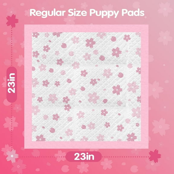 Pink Puppy Pads 23x23in 50 Count Absorbent Leak-Proof Dog Pee Pad with Adhesive Tabs for Potty Training