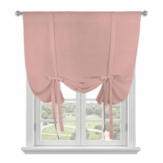 Pink Pure Color Balloon Curtains 63 Inch Length for Living Room/Bedroom, Aesthetics Contemporary Luxury Rod Pocket Privacy Door Curtains Decorative Tie Up Shade for Window 52"x63"
