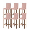 thumbnail image 1 of Pink Pure Color Bar Stool Covers Set of 6, Aesthetics Contemporary Luxury Stretch Washable Bar Chair Covers with Backs, Removable Pub Counter Height Chair Cover for Kitchen Dining Room Cafe, 1 of 7
