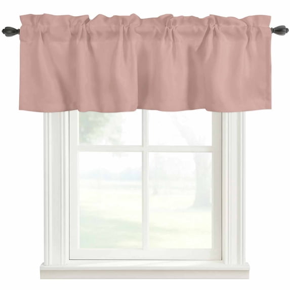 Pink Pure Color Farmhouse Short Window Curtain Valances, Aesthetics Contemporary Luxury Rod Pocket Kitchen Valances for Living Room Bedroom Bathroom Cafe 54" x 18"