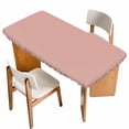 thumbnail image 1 of Pink Pure Color Table Cloths for 6 Foot Rectangle Tables, Aesthetics Contemporary Luxury Patio Waterproof Elastic Fitted Tablecloths, Washable Rectangular Table Cover for Camping, 1 of 8