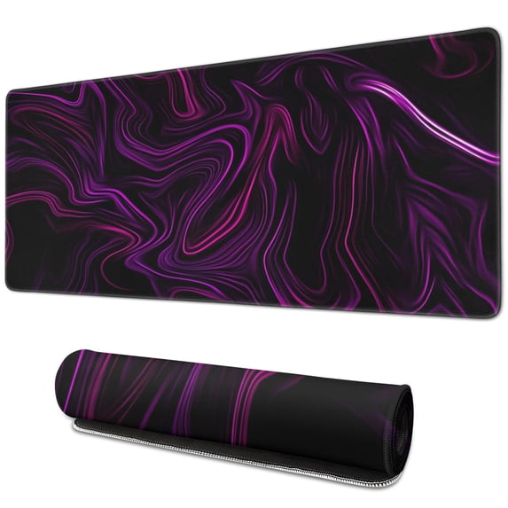 Pink and Purple Advanced Line desk Mouse Padwaterproofno Slip Line Series for Office Home Work GamingmousematRubber Base Mousepad with Stitched Edges 31.5x11.8inches