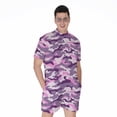 thumbnail image 1 of Pink Purple And Grey Camouflage Short Sleeve Men'S Rompers Casual Summer Jumpsuits Outfit, 1 of 4