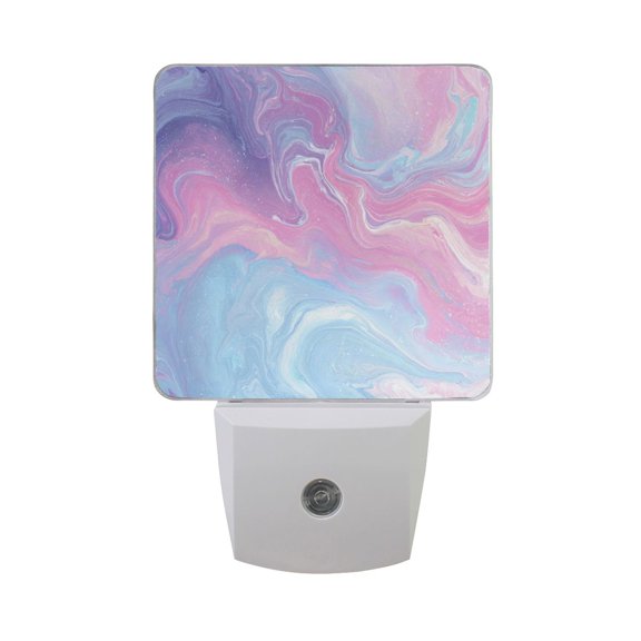 Pink Purple Blue Color Marble Texture LED Night Light Sensor Lamp Plug-in Adjustable Brightness 2 Pack