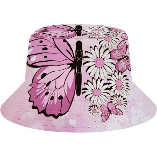Pink Purple Butterfly Art Fisherman's Hat, Bucket Hat Suitable for ...
