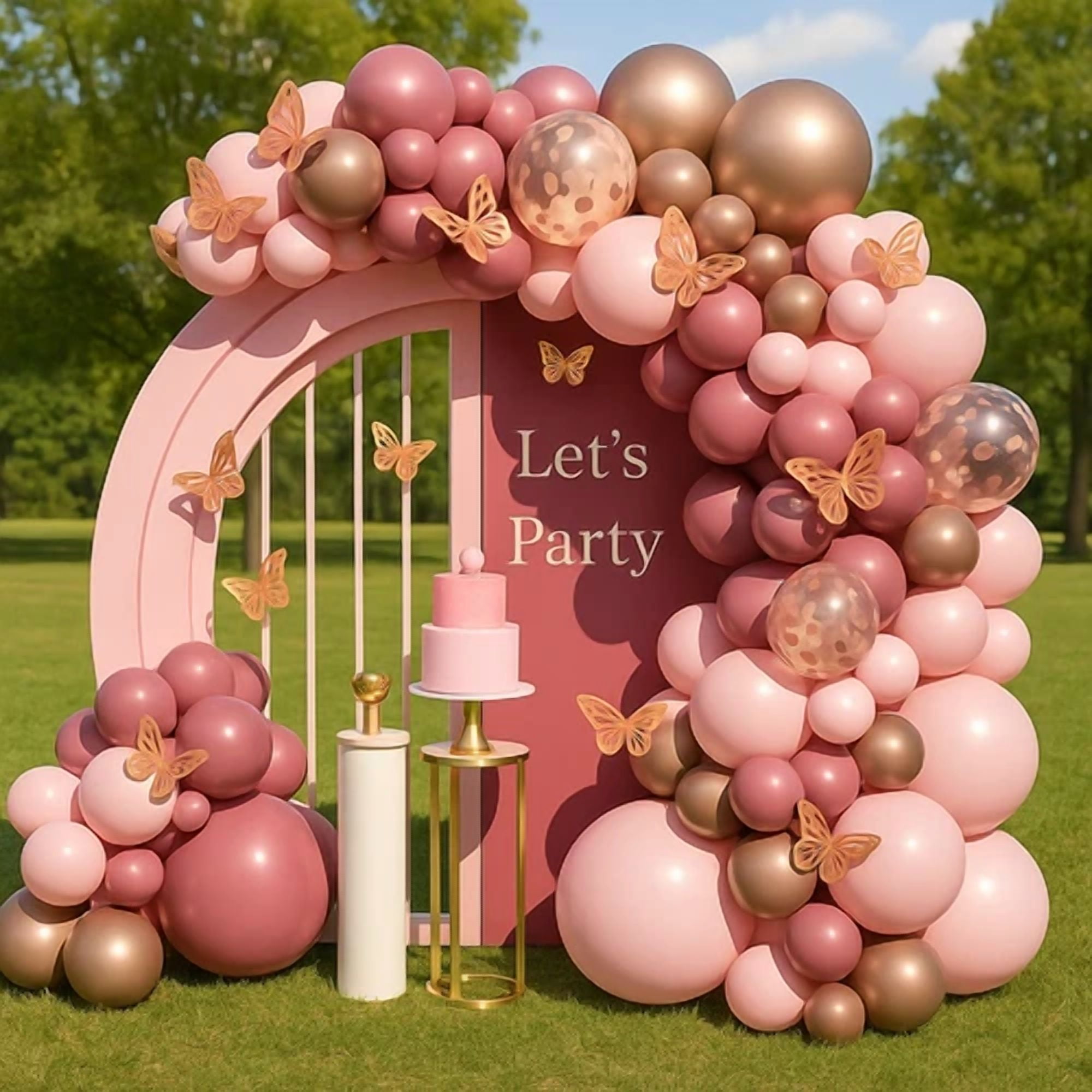 Pink Purple Butterfly Balloon Garland Kit | Rose Gold & Blush Party Arch, Girls