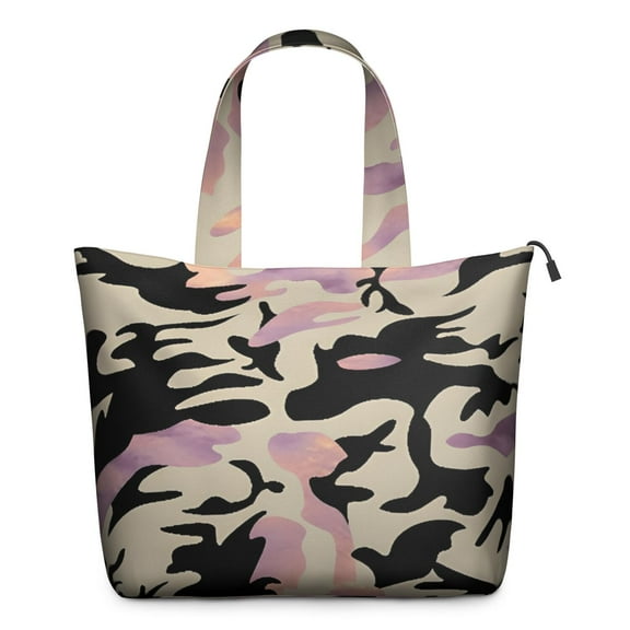 Pink Purple Camo Gradient Pattern Travel Tote Bags for Women Carry On,Large Weekender Bags for Women Travel,Multi Functional Duffle Bag for Work,Shopping,Sports