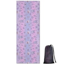 Pink Purple Cat Eye Skull Butterfly Pattern Hot Yoga Mat Towel Non Slip for Hot Yoga - Quick-Drying Yoga Mat Cover with 4 Corner Pockets with Travel Bag - Hot Yoga Towel Non Slip 70"x26"