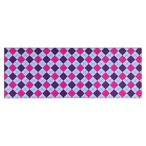 Pink Purple Checkered Pattern Kitchen Rug Mat,Kitchen Runner Rugs Non Skid Washable,Decorative Kitchen Floor Mats for Kitchen,Sink,Laundry,17"X47"