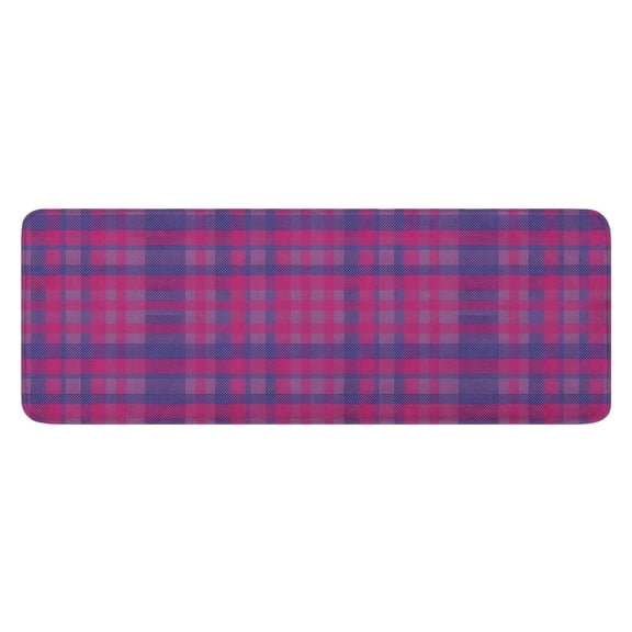 Pink Purple Checkered Pattern Kitchen Rug Mat,Kitchen Runner Rugs Non Skid Washable,Decorative Kitchen Floor Mats for Kitchen,Sink,Laundry,17"x47.2"