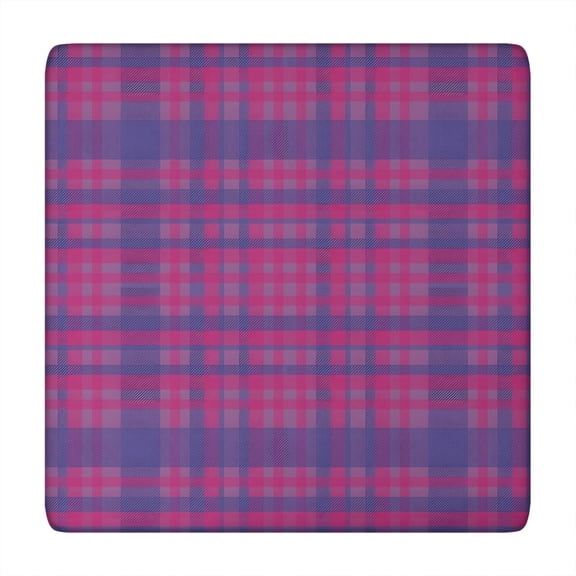Pink Purple Checkered Pattern Square Fitted Tablecloth with Elastic Edge,Square Table Cover,Washable Elastic Table Cover for Home Kitchen Party Decor 34"x34"