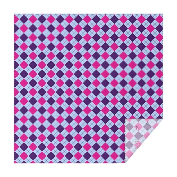 Pink Purple Checkered Pattern Square Tablecloth,Waterproof Square Table Cover,Wipeable Spillproof Washable Table Cover for Home Kitchen Party Decor 42"X42"(107x107cm)