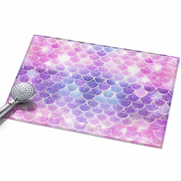 Pink Purple Fish Scales 2x3ft Non Slip Area Rug Dreamy Pink Purple Gradient Shiny Mermaid Scale Washable Soft Area Rugs for Living Room, Indoor Circle Carpet for Bedroom Dining Room Kitchen