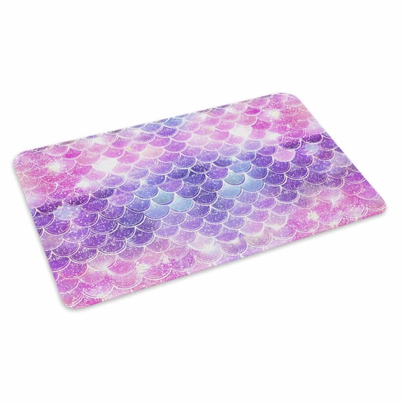Pink Purple Fish Scales Doormat Dreamy Pink Purple Gradient Shiny Mermaid Scale Non Slip Low Profile Rubber Door Mat Washable Absorbent Indoor Front Door Mat Entryway Rug Entrance Carpet 16x24 Inch