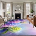 thumbnail image 1 of Pink Purple Floral Area Rug 5x8 Washable Rug Non Slip Spring Hydrangea Flower Fantasy Botanical Large Area Rug Soft Stainresistant Indoor Floor Carpet for Living Room Bedroom Home Office Dining Room, 1 of 8