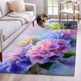 thumbnail image 1 of Pink Purple Floral Area Rugs 3'x5', Small Throw Rugs for Living Room Bedroom, Spring Hydrangea Flower Fantasy Botanical Indoor Outdoor Rug Non-Slip Low Pile Carpet Runner Reversible Floor Mats, 1 of 8