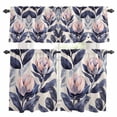 thumbnail image 1 of Pink Purple Floral Kitchen Curtains Valances and Tiers Set of 3 Abstract Flower Botanical Art Oil Painted Texture Tier Curtains and Valance with Rod Pocket for Small Windows, 27.5"x24", 1 of 9