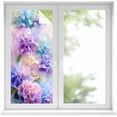 thumbnail image 1 of Pink Purple Floral Window Privacy Film, Spring Hydrangea Flower Fantasy Botanical Static Cling UV Sun Blocking Heat Control Window Tint Day and Night, Non-Adhesive One Way Privacy Cover 17.7''x39.3'', 1 of 7