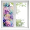 thumbnail image 1 of Pink Purple Floral Window Privacy Film, Spring Hydrangea Flower Vintage Botanical Static Cling UV Sun Blocking Heat Control Window Tint Day and Night, Non-Adhesive One Way Privacy Cover 17.7''x39.3'', 1 of 7