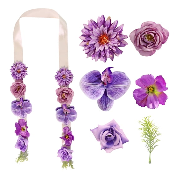 Pink Purple Flower 2026 Graduation Leis for Women, Senior Tropical Leis with Tassel Congrats Graduation Wreath for Class of 2026 Grad Hawaiian Luau Party Grad Decorations