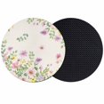 thumbnail image 1 of Pink Purple Flower Coasters Set of 2, Absorbent Coasters for Drinks, Spring Farmhouse Country Floral Leaf Coaster for Desk Coffee Table Protection, Home Decor House Warming Gifts 4", 1 of 8