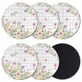 thumbnail image 1 of Pink Purple Flower Coasters Set of 6, Absorbent Coasters for Drinks, Spring Country Floral Leaf Grey Plaid Coaster for Desk Coffee Table Protection, Home Decor House Warming Gifts 4", 1 of 8