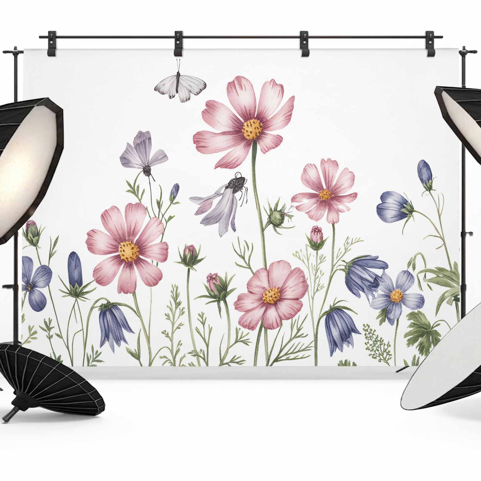 Pink Purple Flowers Photography Backdrop 7x5FT, Watercolor Gradient ...
