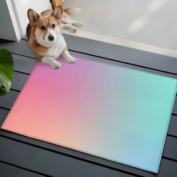 Pink Purple Front Door Rugs 2x3 ft Blue Teal Gradient Small Rug for Entryway Non Slip Washable Bathroom Door Mat Absorbent Floor Mat for Indoor Entrance