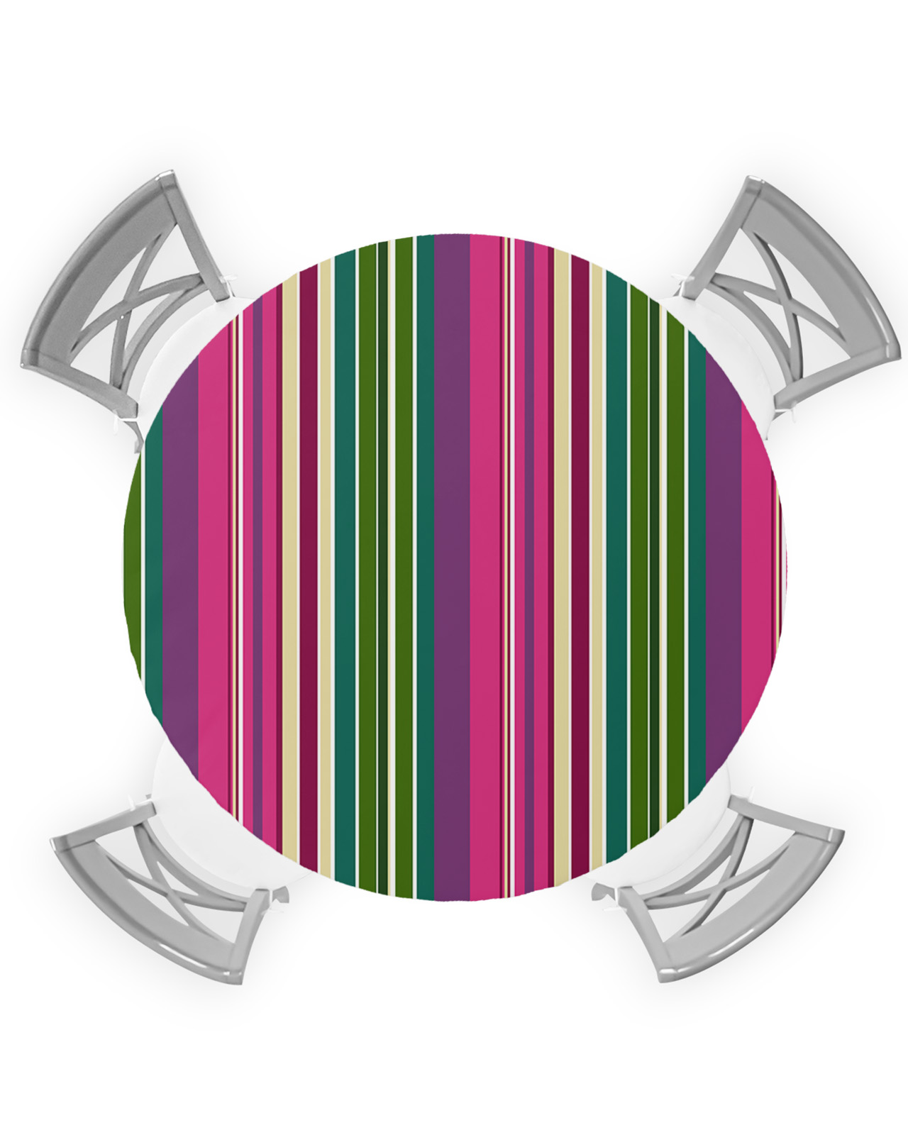 Pink Purple Green Striped Round Fitted Tablecloths Table Cover
