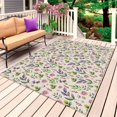 thumbnail image 1 of Pink Purple Leaves Outdoor Rug for Patio/Deck/Porch, Non-Slip Large Area Rug 3 x 5 Ft, Pastoral Botanical Wildflowers Beige Indoor Outdoor Rugs Washable Area Rugs, Camping Rug Carpet Runner, 1 of 8